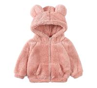 Alunsito Bambino Neonato Bambina Teddy Giubbotti Cappotti Bambini Pile Manica lunga Zip intera Capispalla Sherpa Top 90 Rosa 1-2 anni