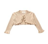 Alunsito Cardigan in maglia a maniche lunghe con un bottone a maniche lunghe per bambine, 120, beige, 4-5 anni