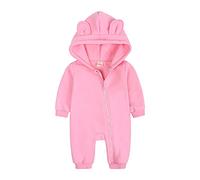 Alunsito Neonato Unisex Baby Zipper Pagliaccetto Manica Lunga Orecchio Orso Con Cappuccio One Piece Autunno Inverno Homewear Abiti Rosa 59 0-3 Mesi