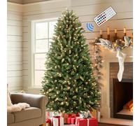 Alupssuc 180CM Albero di Natale Artificiale con 400 Luci incorporate Multicolor, Telecomando, 1423 Punte di Ramo, Supporto Metallico Pieghevole, per Casa Festa Negozio Decorazione Natalizia, 6ft