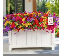 Alupssuc 24 mazzi di Fiori Artificiali Decorazioni Esterno, Misto 4 Colori Viola Plastica Fiori Finti Piante, Per Interno Esterno Cesti Appesi Giardino Portico Matrimoni