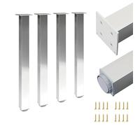 ALUSFERA Piedini per Mobili - Piedi per Tavolo da Pranzo - Set Gambe Tavolo x4 - Piedini Regolabili - Durevole Gambe per Tavolo Altezza Regolabile - Gambe per Mobili Sezione 60x60mm - 710 mm Cromo