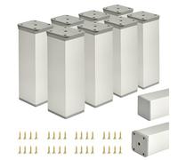 ALUSFERA Piedini regolabili per mobili - Set da 8 - Piedini per mobili dal design elegante - Piedini per mobili 40 x 40 x 120 mm Montaggio facile con set completo di viti