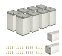 ALUSFERA Piedini regolabili per mobili - Set da 8 - Piedini per mobili dal design elegante - Piedini per mobili 40 x 40 x 80 mm Montaggio facile con set completo di viti