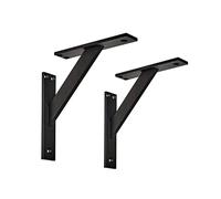 ALUSFERA Staffe per Mensole 180 mm - Reggimensola in Metallo - Supporti per Mensole - Robusto Staffe per Mensole Pesanti - Reggimensole da Muro 3 Pezzi - Staffe Mensole - Staffe Angolari - Noir