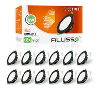 ALUSSO Faretti LED da Incasso 230V, 5W 350Lm Faretti da incasso ultra sottili Dimmerabile, Bianco Caldo 3000K Bianco Neutro 4000K Bianco Freddo 6500K, IP44 Faretti da Bagno per Cucina, Set da 12