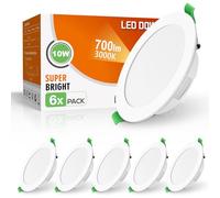 ALUSSO Faretti LED da Incasso per Cartongesso, Ultrasottili 10W IP44 3000K Bianco Caldo Faretti LED Soffitto, AC220-240V, Diametro Foro Ø125-135mm, Rotondo Bianco, Set di 6