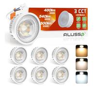 ALUSSO LIGHTING Modulo LED Ultra Piatto ø50x25mm per Faretto da Incasso, 6W 540lm 230V, Bianco Caldo Naturale Freddo Dimmerabile, Sostituisce Lampadine GU10 MR16, Impermeabile IP44, Confezione da 6