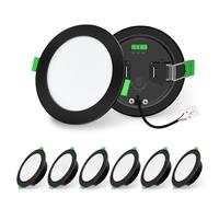 ALUSSO LIGHTING Nero Faretti LED da Incasso per Cartongesso Dimmerabile 10W 1050lm Alta luminosità, Ultra Sottili Faretti LED Soffitto Bianco Caldo/Neutro/Freddo IP44 Faretto Interno Bagno, Set di 6