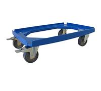 ALUTEC Carrello per scatole in plastica (per scatole da 610x410 mm, portata 250 kg, ruote leggere, 2 con freno, ausilio al trasporto, blu) 05200