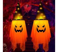 Aluusy Luci Halloween Decorazioni Esterno, 2 Fantasma Appeso di Halloween, LED Carnevale Deco Giardino Casa per Natale Carnevale, Fantasmi da Appendere Notturna per bambini 105×35.5cm