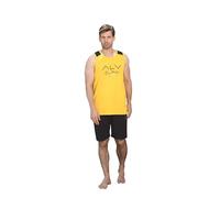 ALV by Alviero Martini Completino Uomo Estivo Realizzato in Cotone French Terry, Completo Maniche E Pantaloni Corti (IT, Testo, M, Regular, Regular, AL035JF Giallo/Blu)