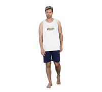 ALV by Alviero Martini Completino Uomo Estivo Realizzato in Cotone French Terry, Completo Maniche E Pantaloni Corti (IT, Testo, L, Regular, Regular, AL038JF Bianco/Blu)