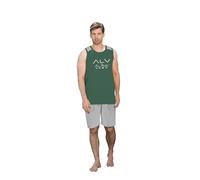 ALV by Alviero Martini Completino Uomo Estivo Realizzato in Cotone French Terry, Completo Maniche E Pantaloni Corti (IT, Testo, L, Regular, Regular, AL035JF Verde Scuro/Grigio)