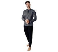 ALV by Alviero Martini Pigiama da Uomo Lungo in Tessuto Jacquard Punto Milano, Vari Modelli E Taglie (IT, Testo, XL, Regular, Regular, ALP615-Grigio/Blu)