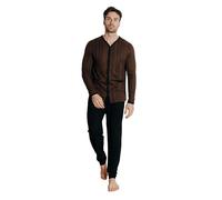 ALV by Alviero Martini Pigiama da Uomo Lungo in Tessuto Jacquard Punto Milano, Vari Modelli E Taglie (IT, Testo, XL, Regular, Regular, ALP618-Marrone/Nero)