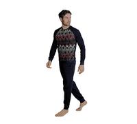 ALV by Alviero Martini Pigiama da Uomo Lungo in Tessuto Jacquard Punto Milano, Vari Modelli E Taglie (IT, Testo, XXL, Regular, Regular, ALP611-Blu)