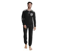 ALV by Alviero Martini Pigiama da Uomo Lungo in Tessuto Jacquard Punto Milano, Vari Modelli E Taglie (IT, Testo, L, Regular, Regular, ALP622-Antracite)