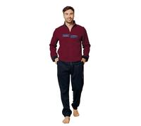 ALV by Alviero Martini Tuta Homewear Felpata con Zip, Pigiama Completo Uomo Disponibile in Vari Modelli E Taglie. (IT, Testo, XXL, Regular, Regular, ALF587 Bordeaux/Blu)