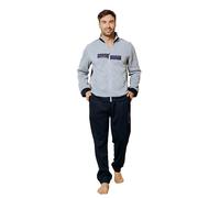 ALV by Alviero Martini Tuta Homewear Felpata con Zip, Pigiama Completo Uomo Disponibile in Vari Modelli E Taglie. (IT, Testo, L, Regular, Regular, ALF587 Grigio/Blu)