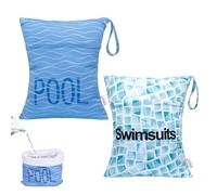 ALVABABY 2 sacchetti impermeabili riutilizzabili per uso umido e asciutto con due tasche con cerniera, pannolini in tessuto per bambini, viaggi, spiaggia, piscina, asilo, articoli per bambini sporchi