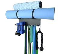 Alvade Scaffale multiuso per esercizi da palestra, fasce di resistenza, cintura di sollevamento e corda per saltare, tappetino da yoga e supporto per rullo in schiuma