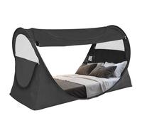 Alvantor Tenda per letto singolo, facile da installare, oscurante e traspirante, leggera e portatile, con borsa per il trasporto, tenda da sogno per uso interno ed esterno, doppia/nera