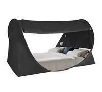 Alvantor Tenda per letto singolo, facile da installare, oscurante e traspirante, leggera e portatile, con borsa per il trasporto, tenda da sogno per uso interno ed esterno, doppia/nera