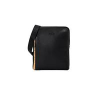 ALVIERO MARTINI 1a CLASSE Borsello a tracolla realizzato in pelle con inserto laterale sul fronte in tessuto Geo Classic, metalleria personalizzata color canna di fucile, tracolla regolabile in nastro