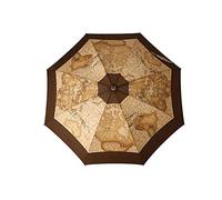Alviero Martini 1A Classe Ombrello Automatico lungo antivento, Geo bordo Marrone, Made in Italy