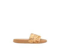 Alviero Martini 1A Prima Classe Ciabatta da donna bambina beige marrone cuoio mappa moda mare (Beige, Sistema Taglie Calzature EU, Adulto, Donna, Numero, Media, 37)