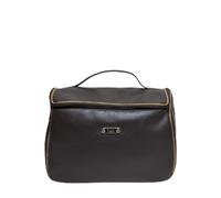 Alviero Martini Beauty Case in Vera Pelle con Dettagli Mappa | Pelle Autentica, Manico Superiore, Chiusura con Zip, Bordi Decorativi Geo, Uso da Viaggio