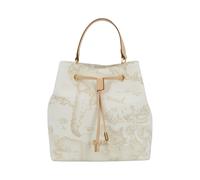 Alviero Martini Prima Classe - Borsa a Secchiello con Coulisse in Tessuto Geo Wh