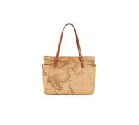 Alviero Martini Prima Classe - Shopping bag con fibbie in pelle naturale e tessu