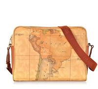 Alviero Martini Prima Classe - Borsa a tracolla media in pelle naturale e tessut