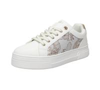 Alviero Martini Prima Classe Sneaker Donna in Pelle Bianca, Stampa Cartina Geografica, Suola in Gomma, Chiusura Stringata, Stile Casual (38)