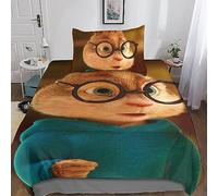 Alvin And The Chipmunks Copripiumino Con Federa 2 Pezzi 3D Stampa Morbida Microfibra Personaggi animati Copripiumino Con Cerniera Set Di Biancheria Da Letto Per Ragazzi E Ragazze Single(135x200cm)