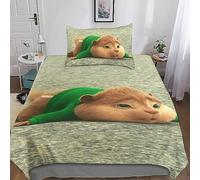 Alvin And The Chipmunks Copripiumino Con Federa 2 Pezzi 3D Stampa Morbida Microfibra Personaggi animati Copripiumino Con Cerniera Set Di Biancheria Da Letto Per Ragazzi E Ragazze Single(135x200cm)