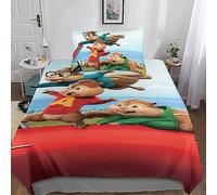 Alvin And The Chipmunks Set Copripiumino Con Stampa 3D Morbida Microfibra Con Chiusura A Cerniera E Federe Personaggi animati Set Di Biancheria Da Letto 2 Pezzi Per Ragazzi E Ragazze Single(135x200cm