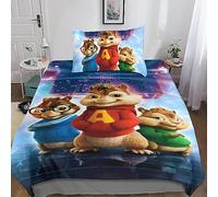 Alvin And The Chipmunks Set Copripiumino Con Stampa 3D Morbida Microfibra Con Chiusura A Cerniera E Federe Personaggi animati Set Di Biancheria Da Letto 2 Pezzi Per Ragazzi E Ragazze Single(135x200cm