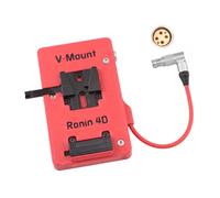 Alvin’s Cables piastra batteria V-Mount per DJI Ronin 4D con uscite D-Tap e 0B 2-Pin, cavo di alimentazione 1B 6-Pin ad angolo retto ruotabile, rosso