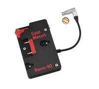 Alvin’s Cables piastra batteria V-Mount per DJI Ronin 4D con uscite D-Tap e 0B 2-Pin, cavo di alimentazione 1B 6-Pin ad angolo retto ruotabile, nero