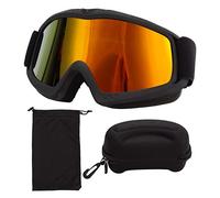 Alvinlite Goggle per bambini per bambini, lenti per rivestimento HD Lens Ultra Violet Protection Shock Resistenza di occhiali da neve regolabili per sci. (Nero con vello interno nero)