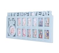 Alvinlite Il Mio Primo Anno Collage Photo, Baby Milestone Keepsake Registro del Neonato Cornice per Foto del Neonato Cornice per Foto del Bambino Crescita mensile del Bambino Cornici per Foto(Blu)