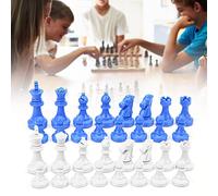 Alvinlite Solo Pezzi degli Scacchi Portatili, Set di Pezzi degli Scacchi in Plastica da 32 Pezzi Altezza Re 49 Mm per Gioco di Scacchi per Scacchiera, Senza Scacchiera, Blu E Bianco