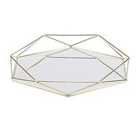Alvinlite Vassoio per profumi in Oro Vassoio per vanità con Specchio Vassoio Decorato Vassoio Decorativo in Metallo Organizer per Gioielli Vassoio per Trucco per vanità, Bagno, Camera da Letto(Oro)