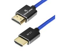 Alvin's Cables 8K 2.1 Cavo da HDMI a HDMI 8K@60Hz 4K@120Hz ad alta velocità per Atomos Ninja, per Sony FS5 FS7 FX9,BMPCC, per Canon C300 C500, cavo a spirale intrecciato blu