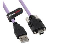 Alvin's Cables Cavo da USB 2.0 tipo A a mini USB di bloccaggio, spaziatura a doppia vite da 13 mm per fotocamera industriale IDS, catena di trascinamento ad alta flessibilità schermata, 1 m, viola