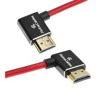 Alvin's Cables Cavo HDMI 2.1 8K@60Hz 4K@120Hz ad alta velocità per monitor Atomos Ninja,cavo a spirale intrecciato ad angolo da sinistra a destra per Sony FS5,Canon C300 C500,fotocamera Nikon Z9,Rosso
