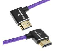 Alvin's Cables Cavo HDMI 2.1 8K@60Hz 4K@120Hz ad alta velocità per monitor Atomos Ninja,cavo a spirale intrecciato ad angolo da sinistra a destra per Sony FS5,Canon C300 C500,fotocamera Nikon Z9,viola